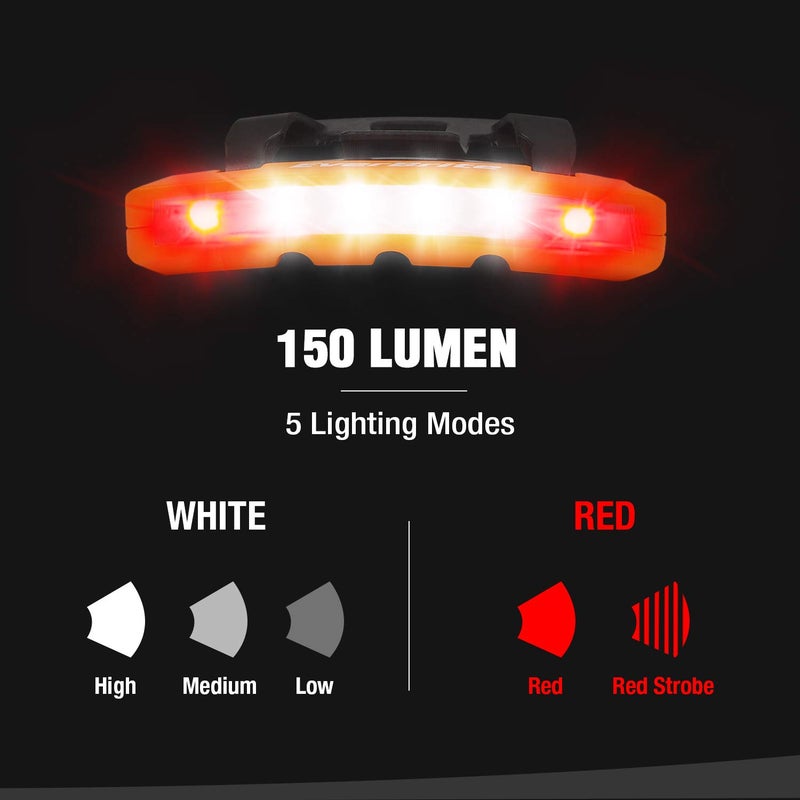 EverBrite 2-Pack Rechargeable Hat Light, Waterproof Clip on Cap Light with Memory Function, Red Light, Pivoting Head, IPX4 Water Resistant - Image 2